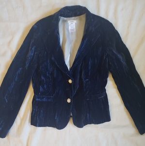 CACH'E Midnight Blue Crushed Velvet Blazer